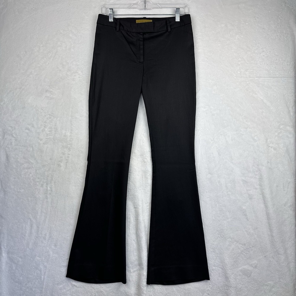 Nicole Miller Womens Pants Black 2 Mid Rise Flare Career Rayon Blend Stretch‎